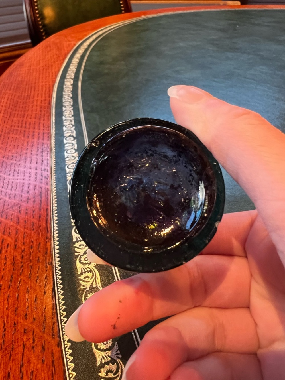 Antique Vintage Victorian Glass Inkwell - Picture 2 of 5